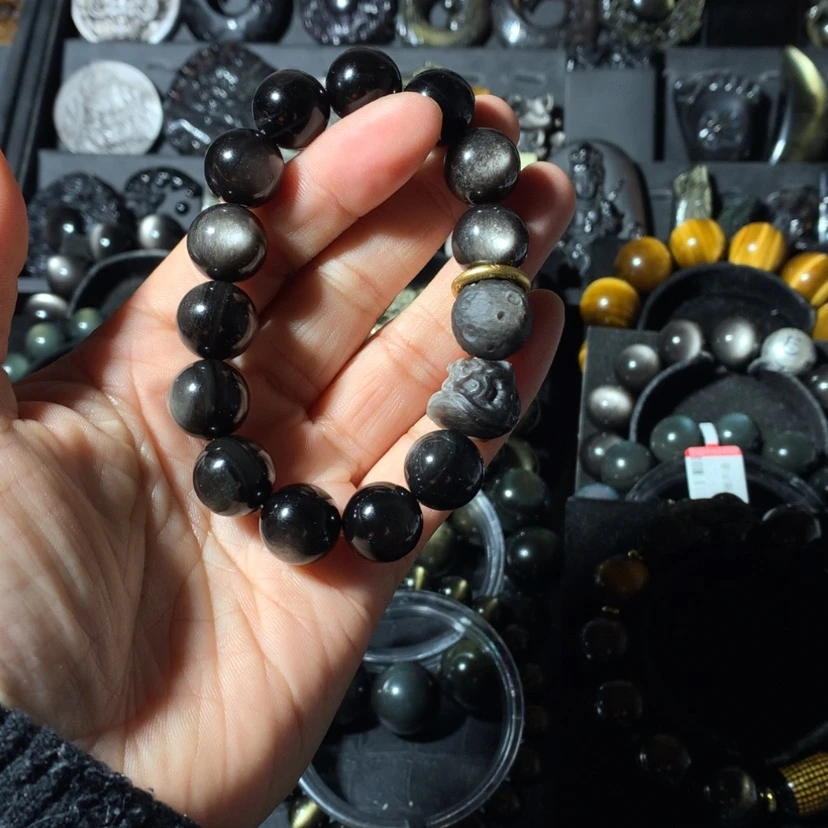 【闪购商品】黑曜岩手串未镶嵌可**?