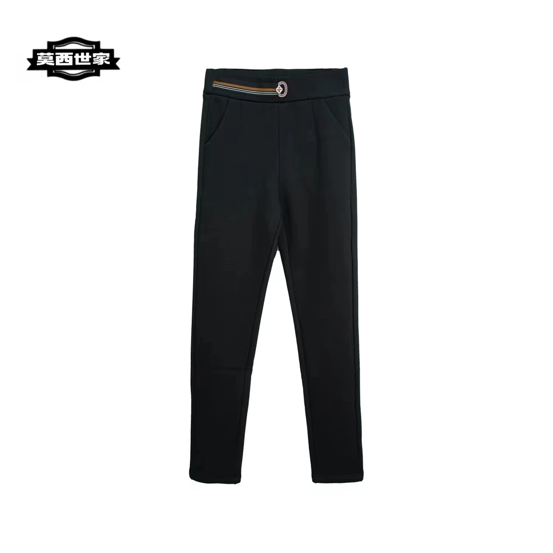 X61073 时尚黑色松紧腰加绒百搭款打底裤