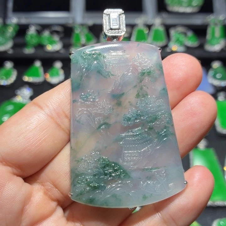翡翠18K金镶嵌吊坠(不含链)