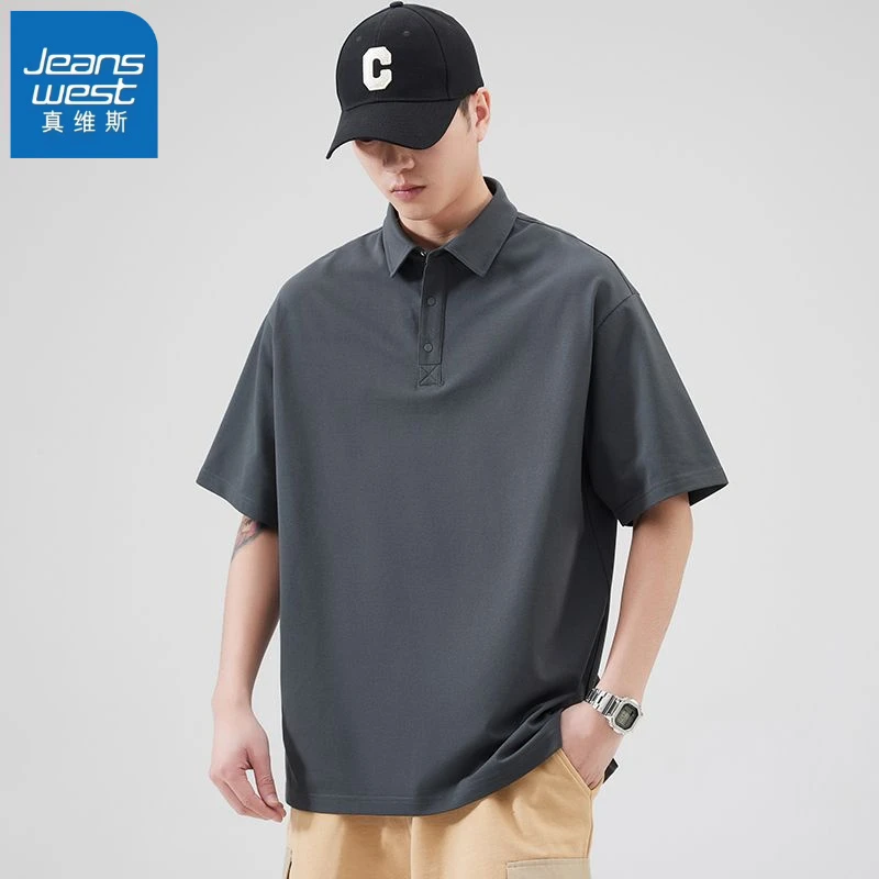 真维斯翻领日系POLO衫男夏季宽松短袖半袖t恤潮牌百搭休闲上衣服