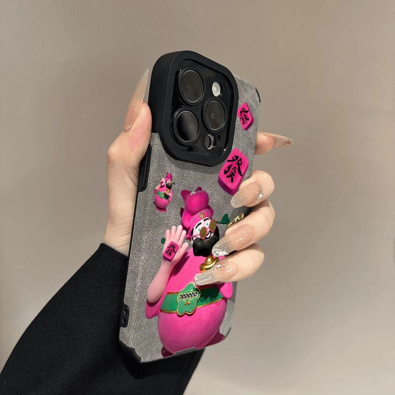 搞怪大肚子财神适用苹果16PROMAX手机壳iPhone15潮流14个性13简约