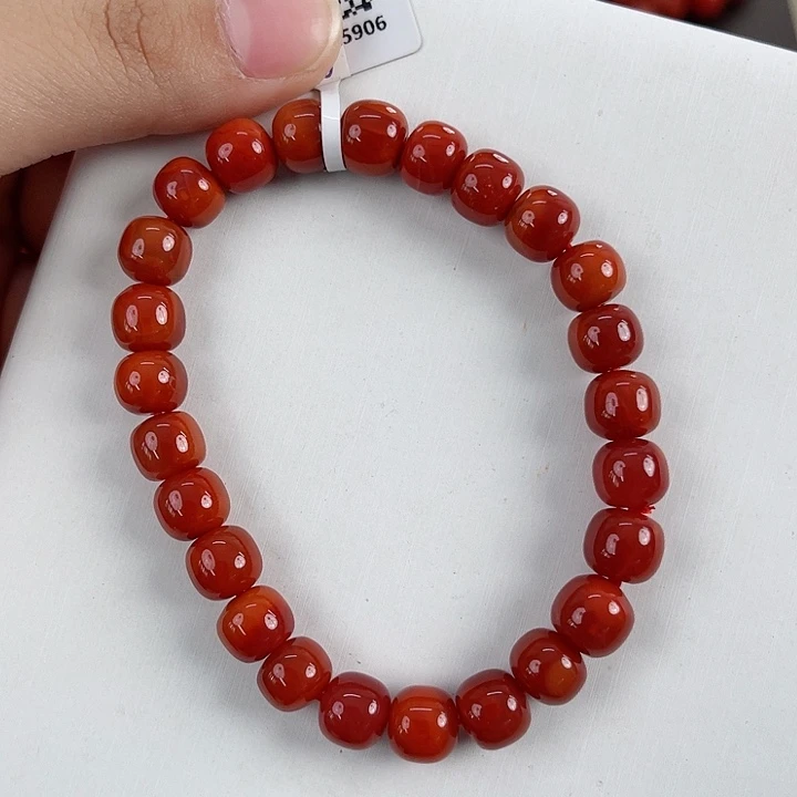 南红玛瑙未镶嵌瓦西收藏级锦红老型单圈8mm