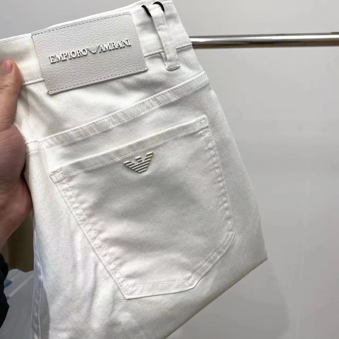 法尔利格欧货轻奢潮牌春夏薄款黑白色牛仔裤男休闲弹力修身小脚裤