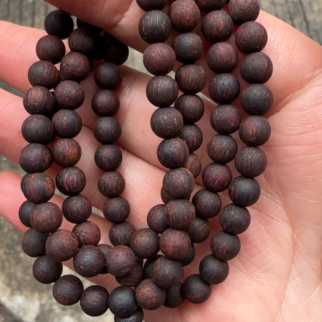 降真香手串/手链羁0.6x108糖结紫红麻丝