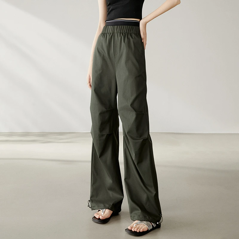 【断码清仓】百搭神裤2025全直筒脚口可抽绳工装裤女24121936