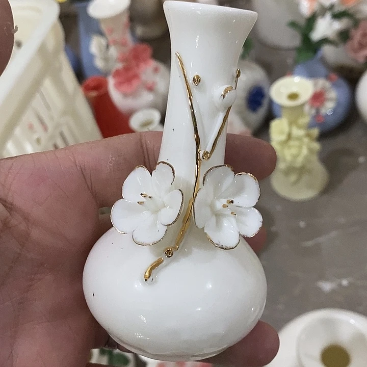 瓷片纯手工陶瓷花摆件1瑕