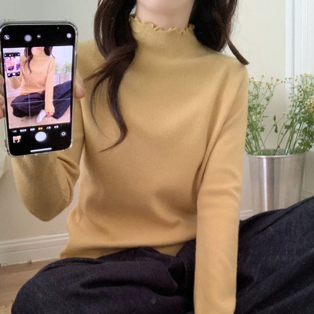【遇见】半高领木耳边舒适打底衫