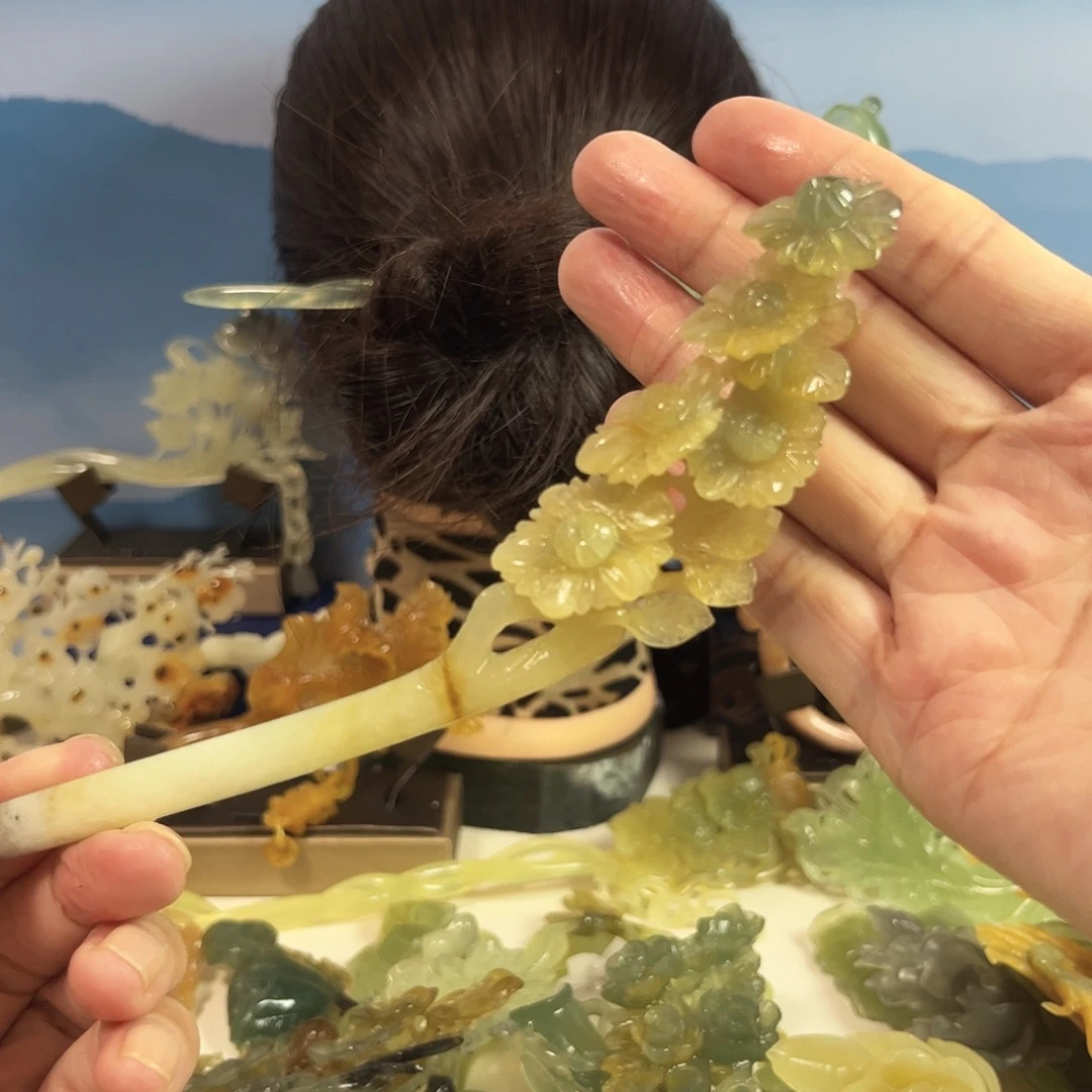 蛇纹石玉合金发饰