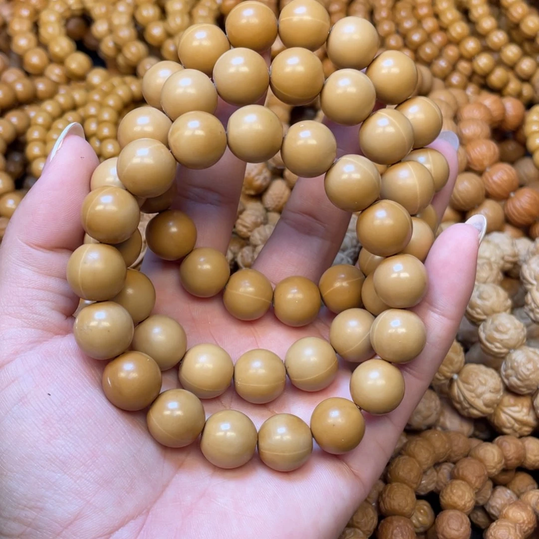 猴头核桃手串微瑕正圆光珠手串