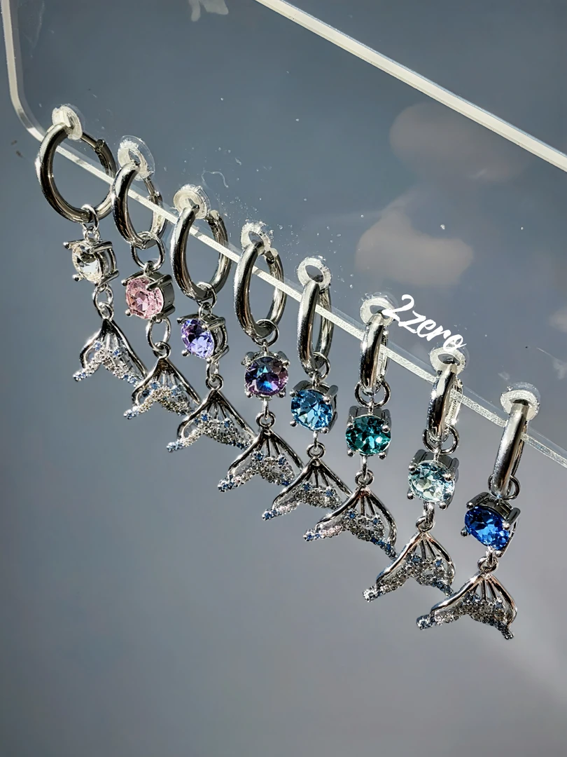 铜合金耳饰 人鱼泪耳环吊坠耳坠耳夹耳环2025新款爆款高级感轻奢