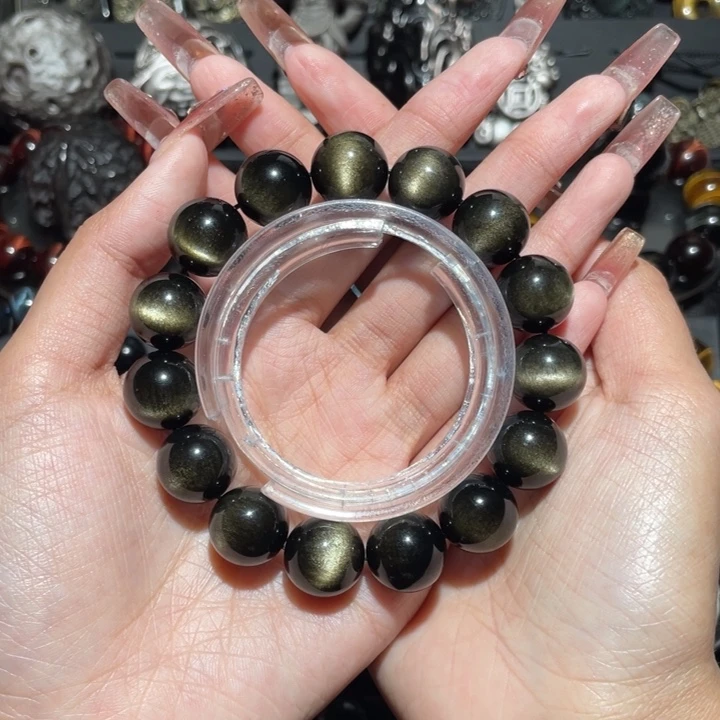 黑曜岩手串未镶嵌别****…