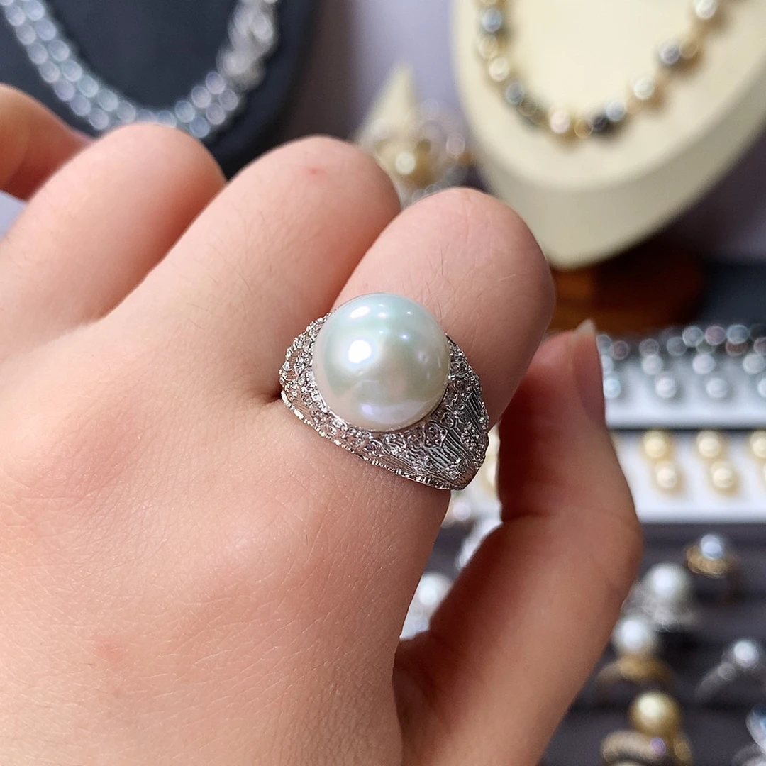 淡水珍珠戒指银S925镶嵌