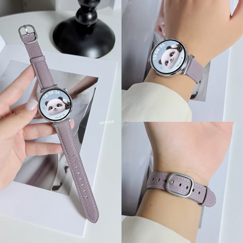 欣成适用华为手表GT5/GT4表带女GT5pro荔枝纹GT3/GT6时尚真皮表带