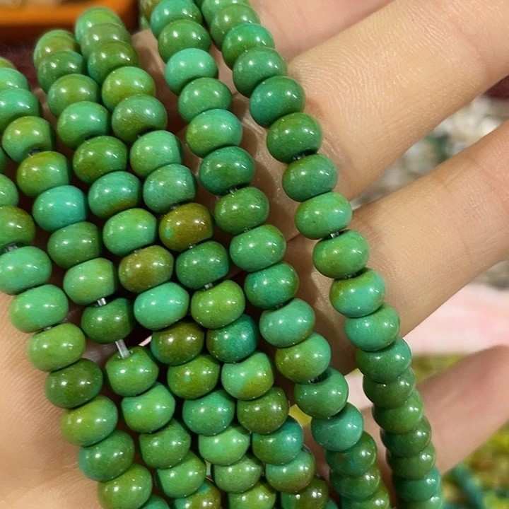玛瑙/玉髓合金珠宝半成品一条6mm菜籽绿算盘珠