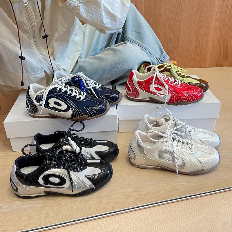 内增高5cm棒球德训鞋女2025夏季新款透气薄底休闲运动赛车阿甘鞋