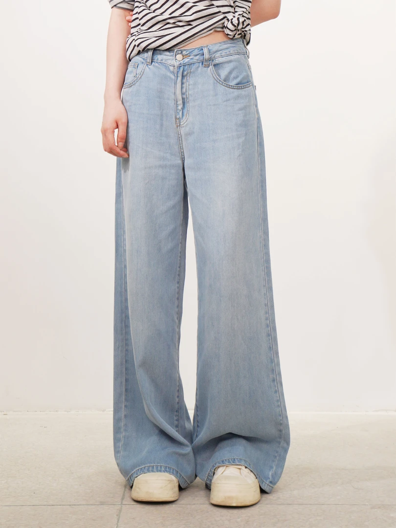 LUDICO新款天丝牛仔裤垂感舒适显瘦阔腿牛仔