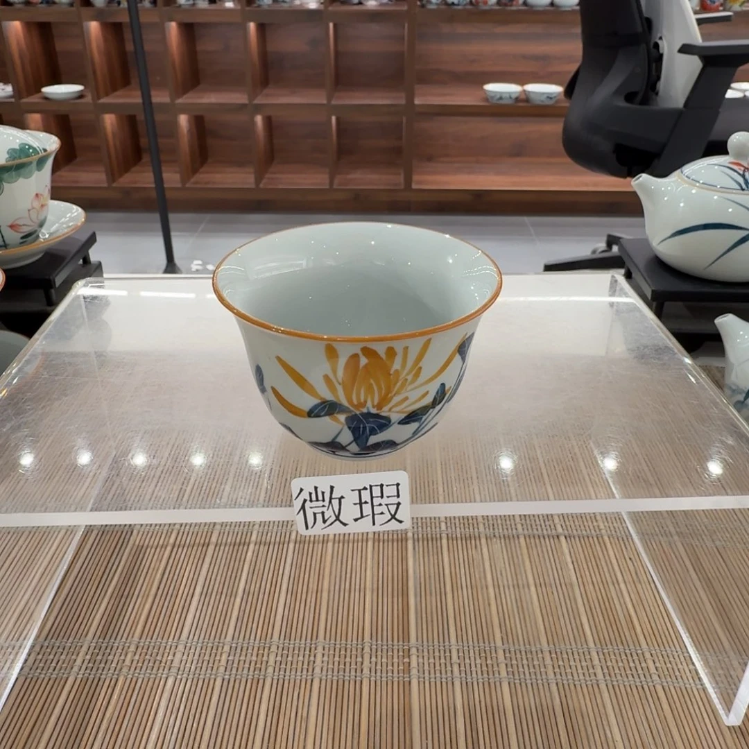 釉下手绘茶具微瑕