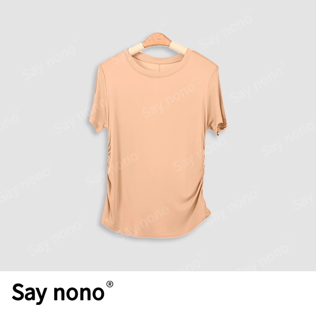 懒猫nono│Saynono 桑蚕丝混纺基础圆领T恤/XXTG03S350