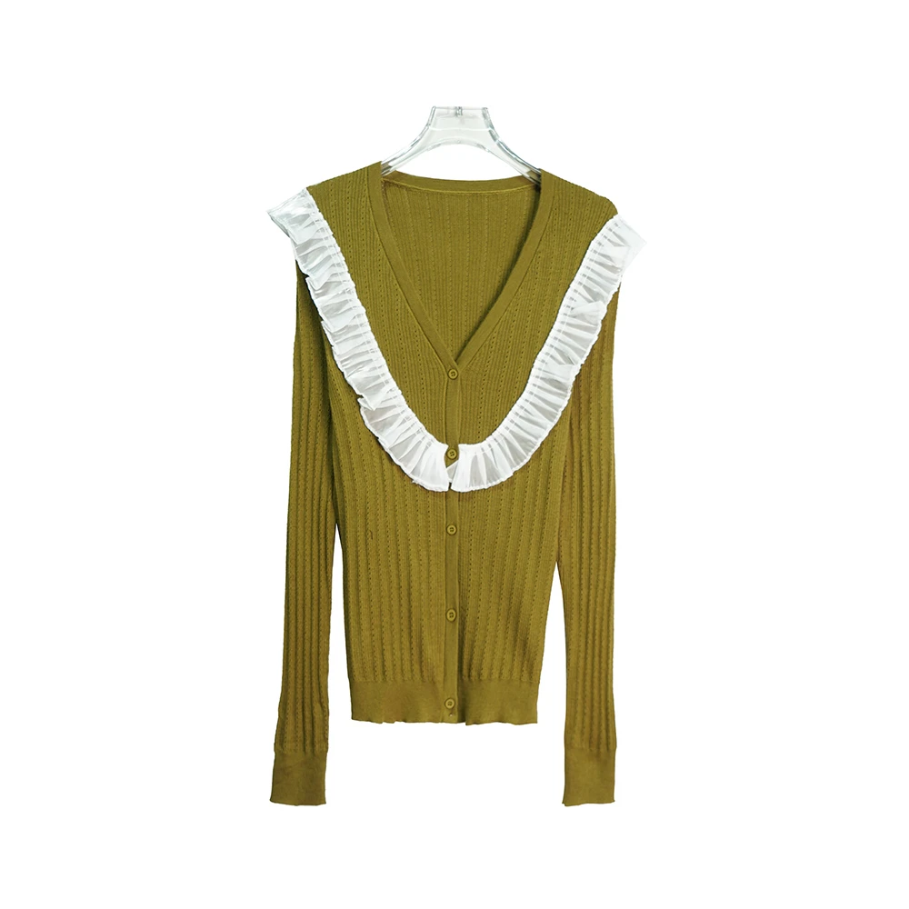 E20351【品牌撤柜】修身显瘦V领设计感小众温柔洋气打底衫3Q