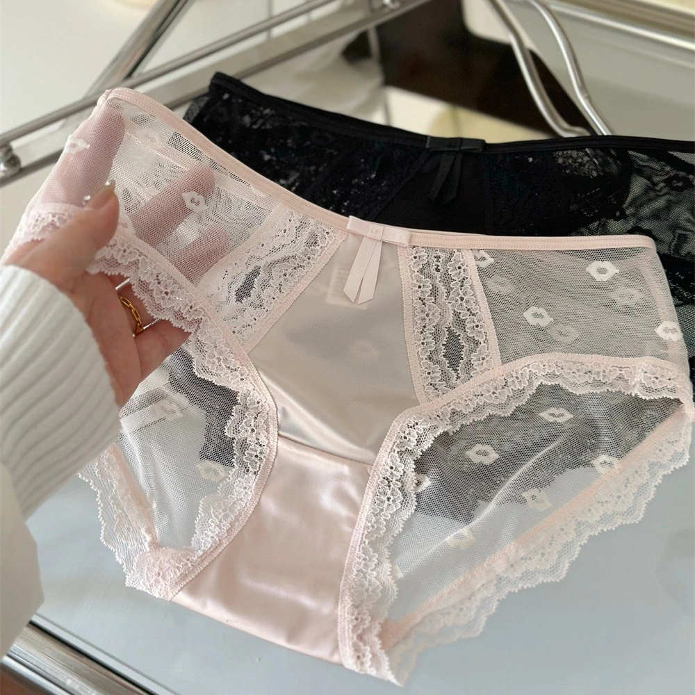 夏季薄款透气中腰无痕性感蕾丝女士三角内裤