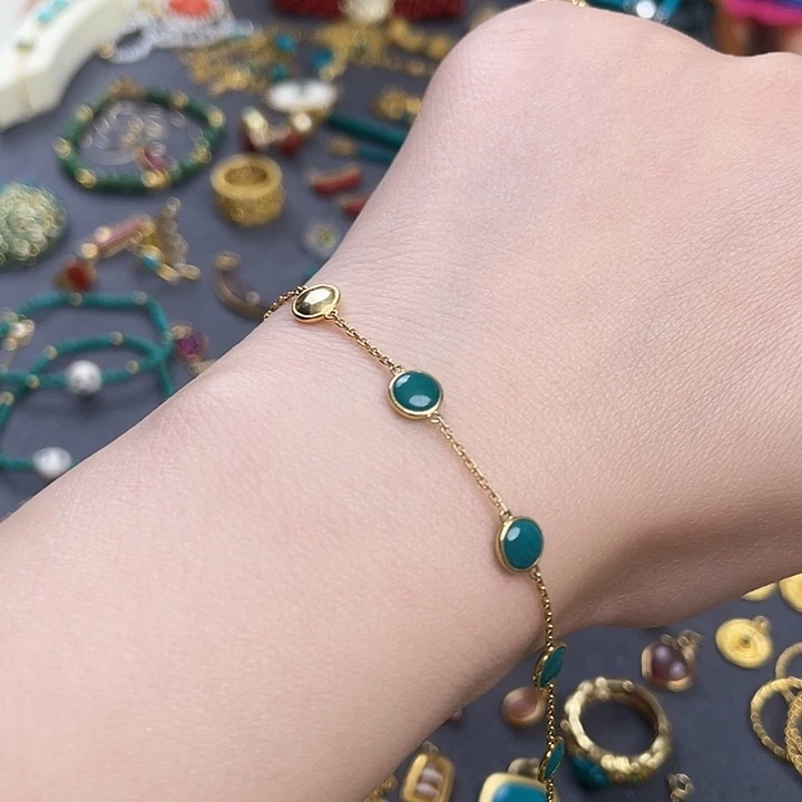 绿松石18K金镶嵌手链绿松手链