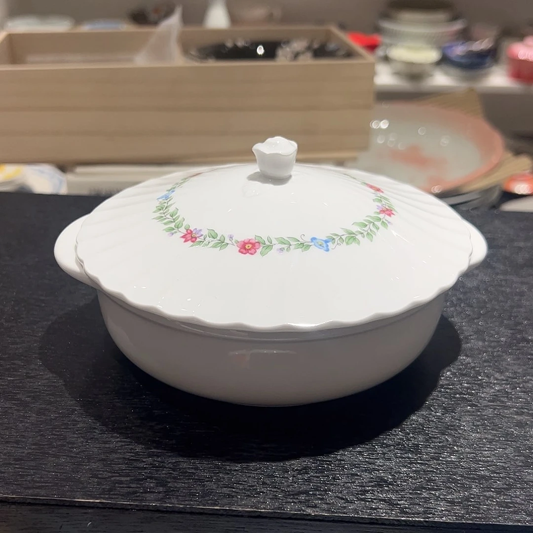 树***翘陶玫瑰双耳盖碗1个美美哒