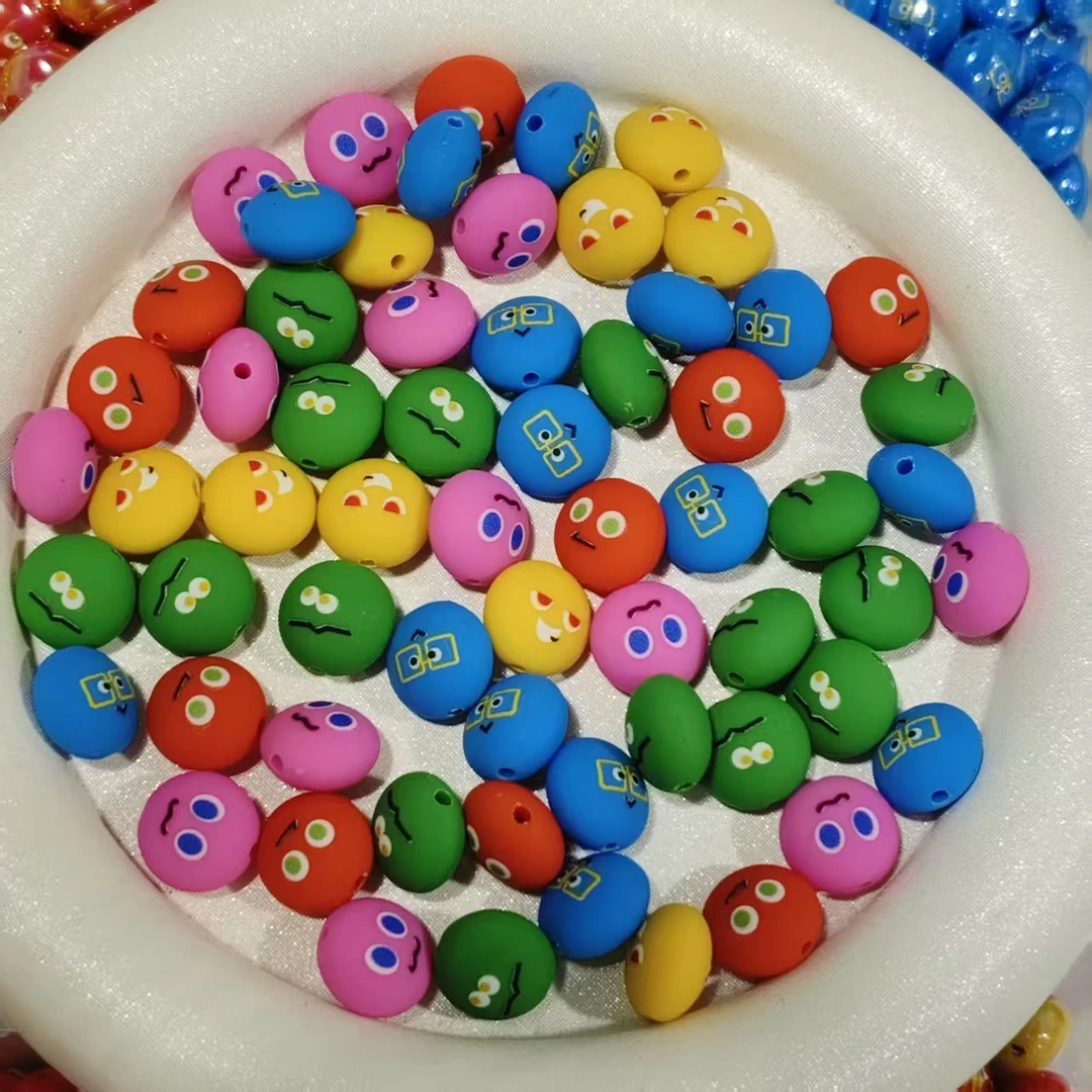 【海家】A012 橡皮印花2.0直孔扁珠12MM