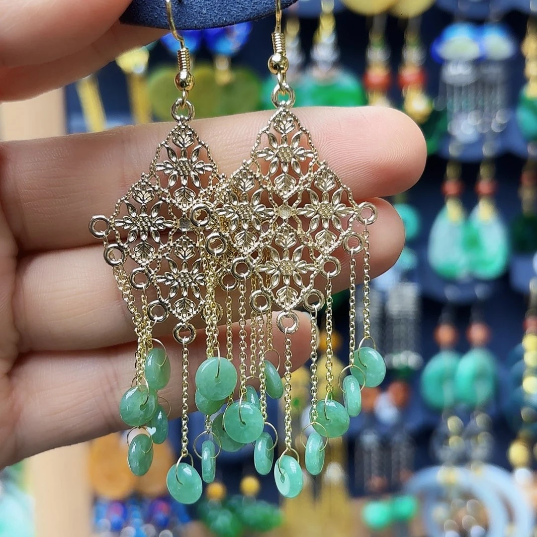 眉***店翡翠未镶嵌耳饰耳坠