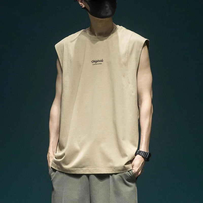 250克重磅背心男纯棉潮流百搭夏季新款无袖T恤衫宽松运动坎肩汗衫