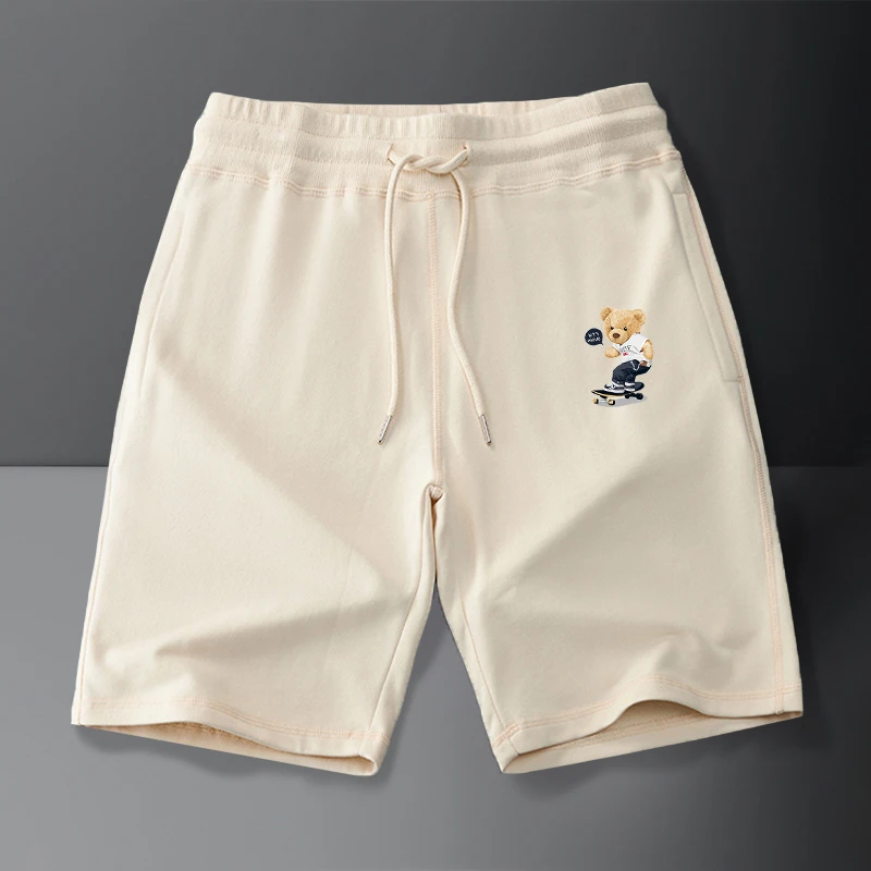 公鸡棉质小众设计感简约字母印花美式夏季抽绳短裤情侣五分中裤子