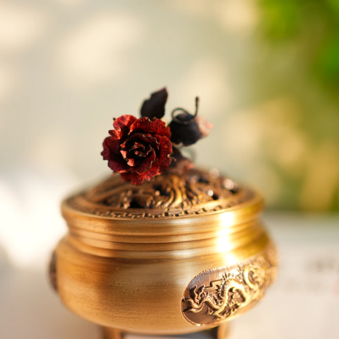 【玫瑰绒花】 酒红色 非遗手工绒花工艺 日常国风仙女百搭礼品