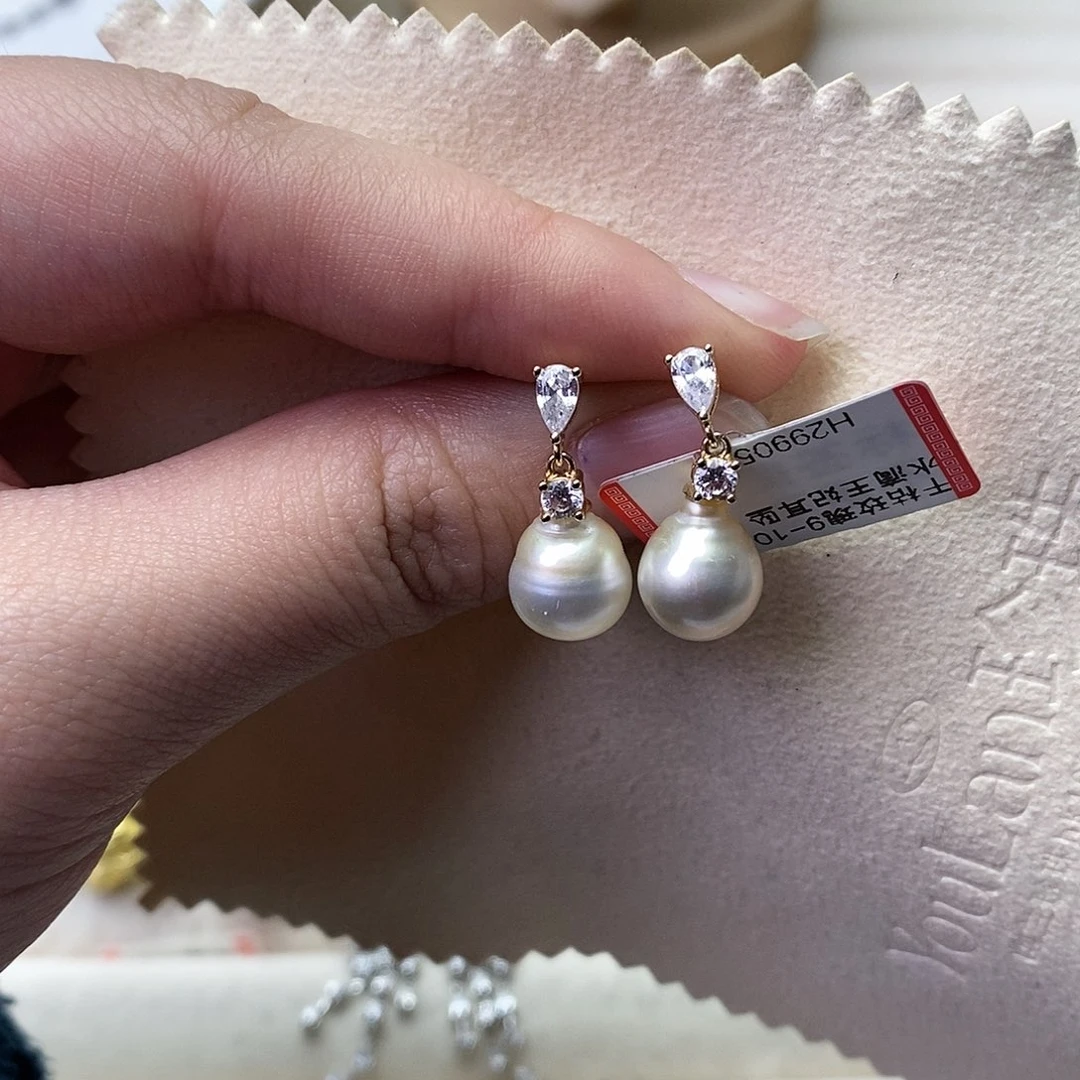 海水珍珠耳饰银S925镶嵌