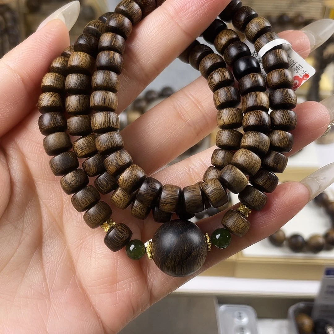 沉香手串富森红土沉窖藏古董玉化瘤疤0.8