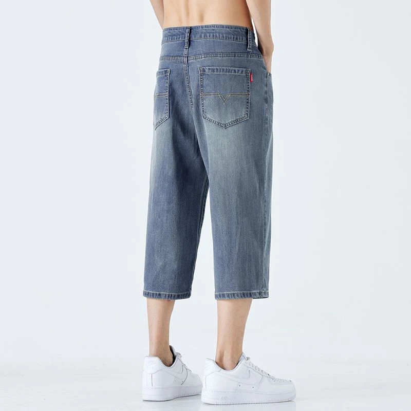 啄木鸟薄款短裤夏季男士凉感七分牛仔裤百搭弹力美式休闲裤直筒裤