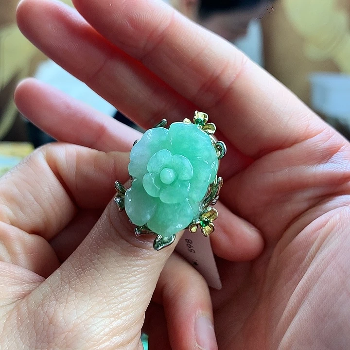 翡翠戒指银S925镶嵌戒指