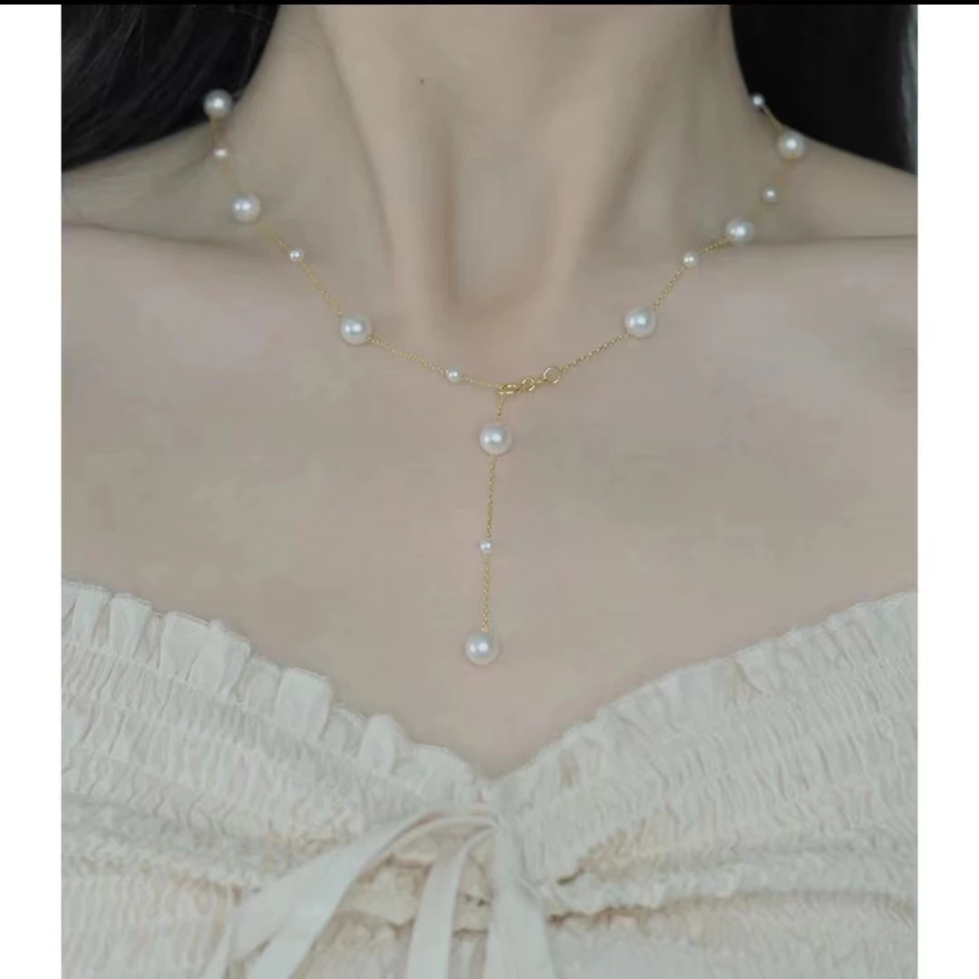 LH122【大小珠满天星珍珠项链】气质白色轻奢时尚百搭小众简约仙女