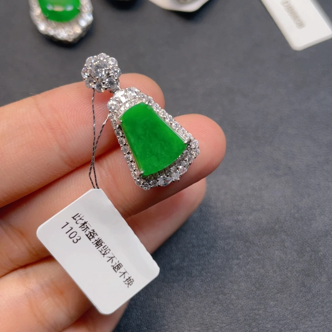 翡翠银S925镶嵌吊坠(不含链)