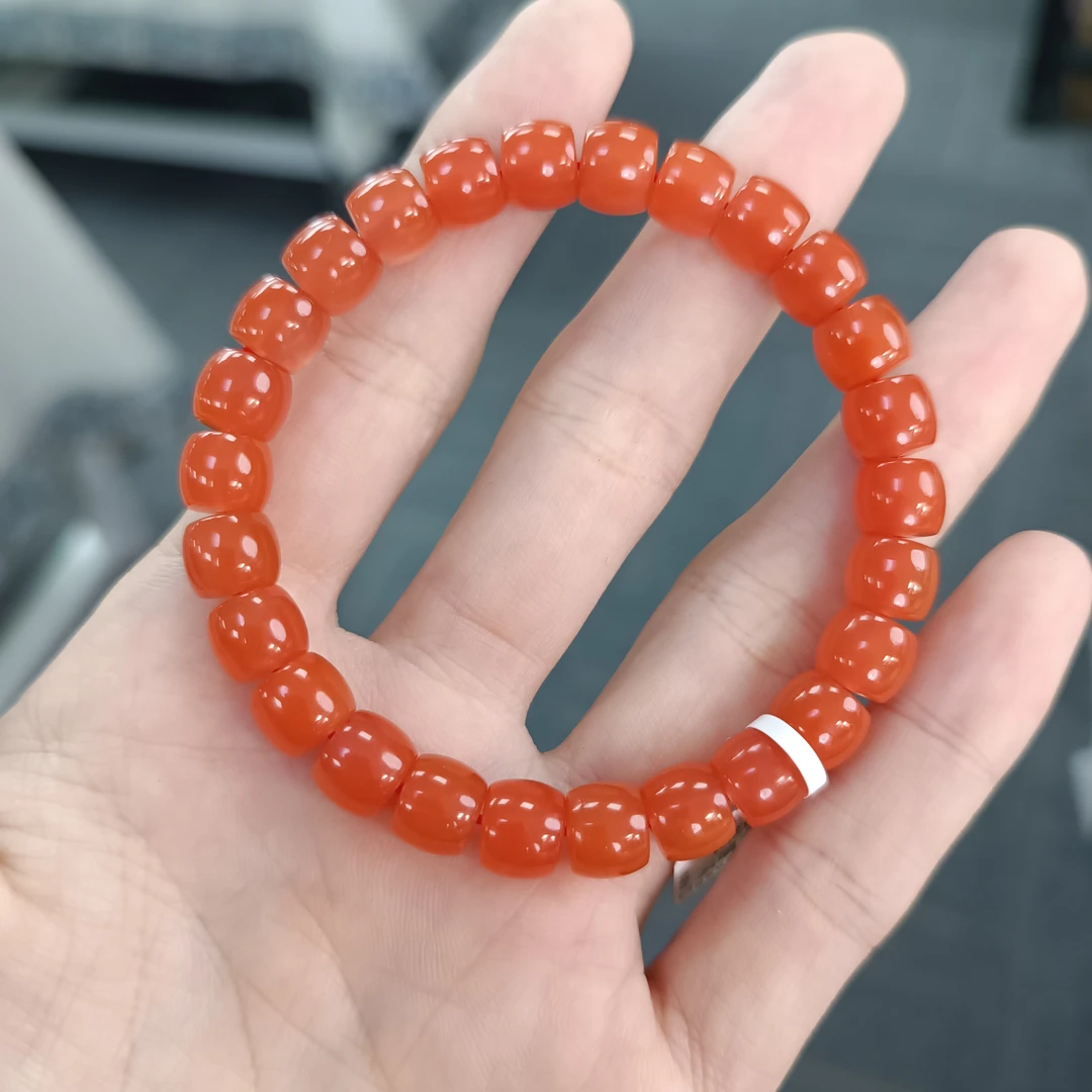【小刘南红】保山南红滴水洞直切(典藏) 手串9-10mm 多样性发一