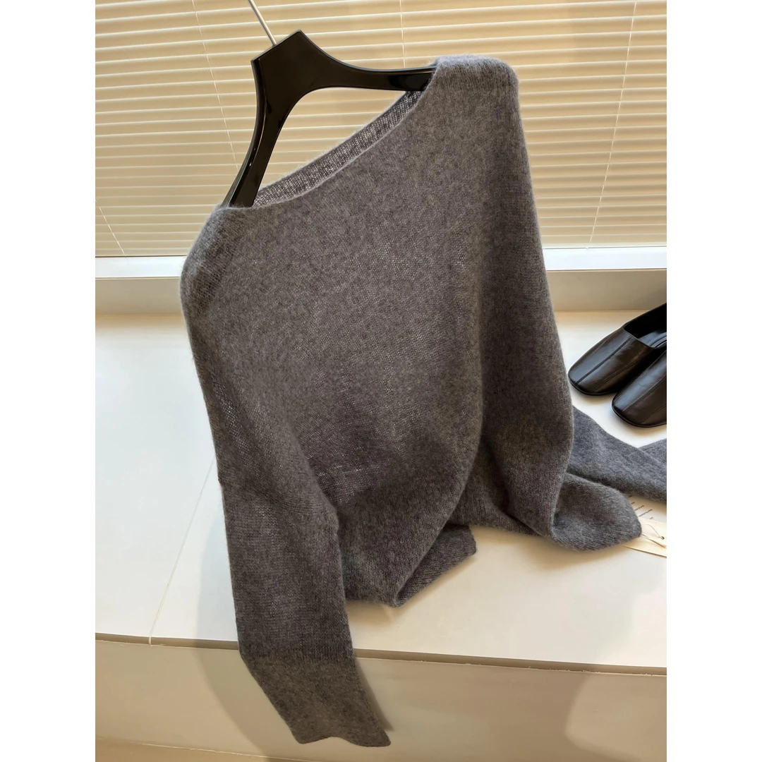 好看！美到心坎了！灰色针织衫女糯软舒适经典圆领显瘦百搭套头上衣
