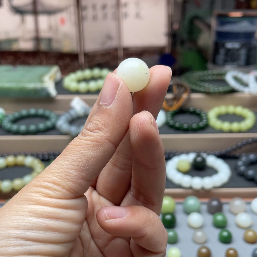 和田玉单珠14未镶嵌文***者