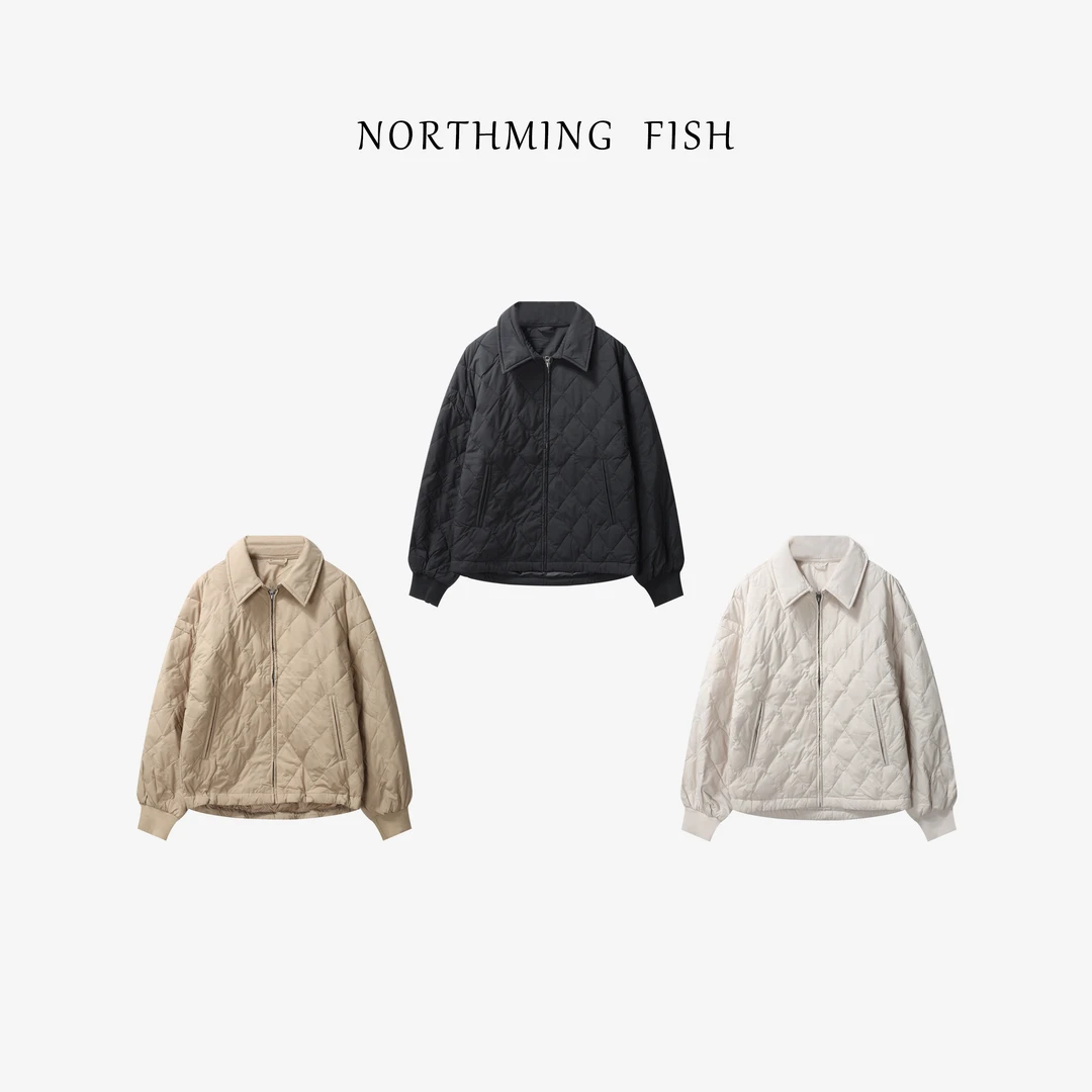 NorthMing fish「大吉玲茶」简约不简单 简约菱形压花羽绒服