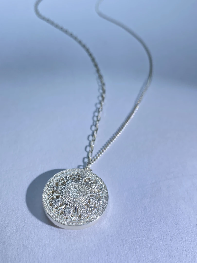 坠链均足银 通体足银999八宝罗盘套链(链长40+42+45+3cm）