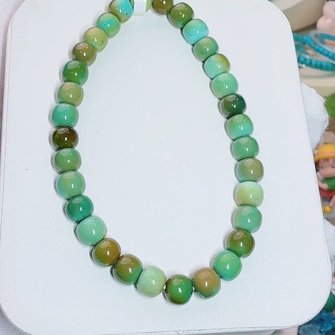 绿松石未镶嵌珠宝奇石彩虹老型手串