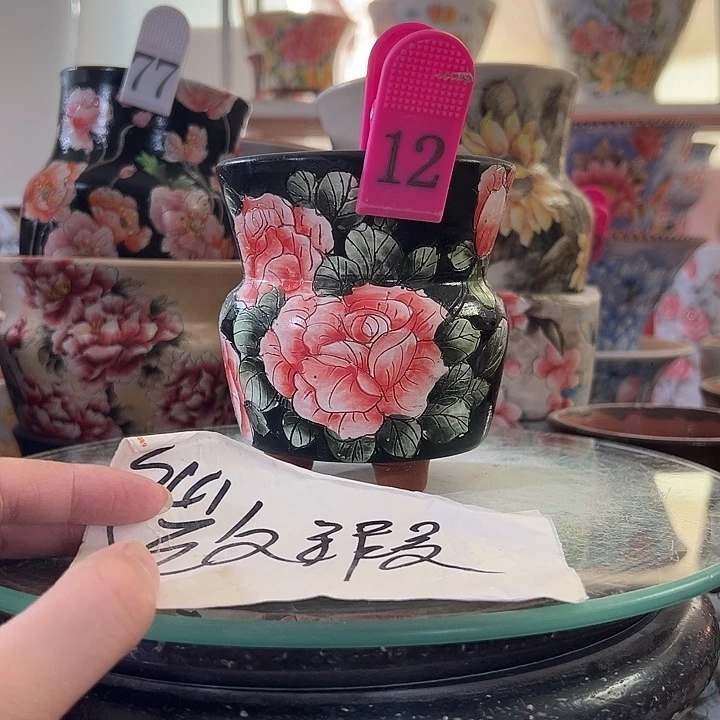 景德镇幸运花盆手绘韩式花盆