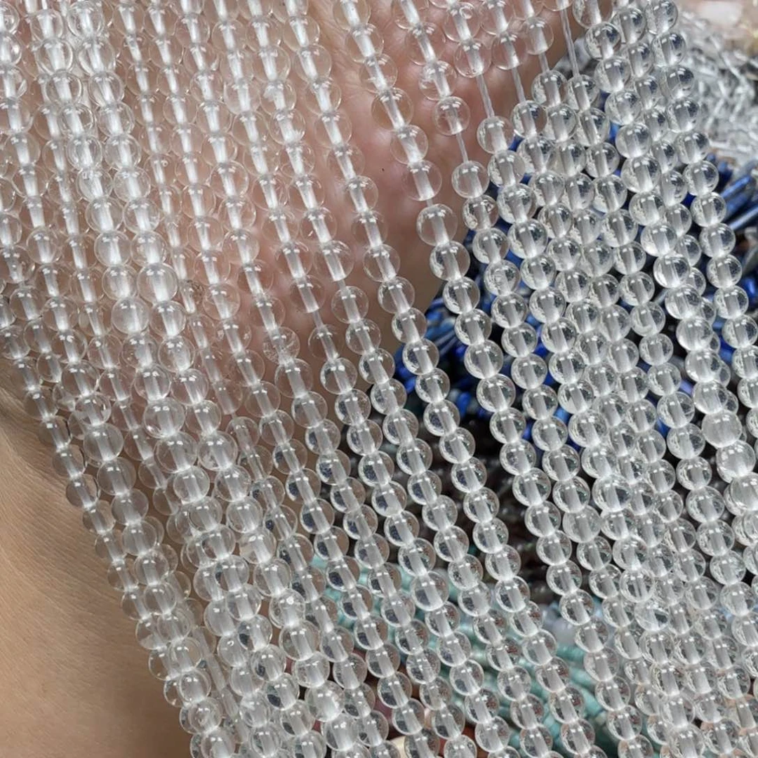 水晶珠宝半成品未镶嵌卡4白水晶一条