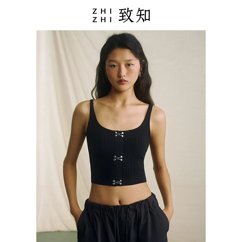 致知 望江东 针织背心女2024年新款金属搭扣亮ZZ2DSKDL050