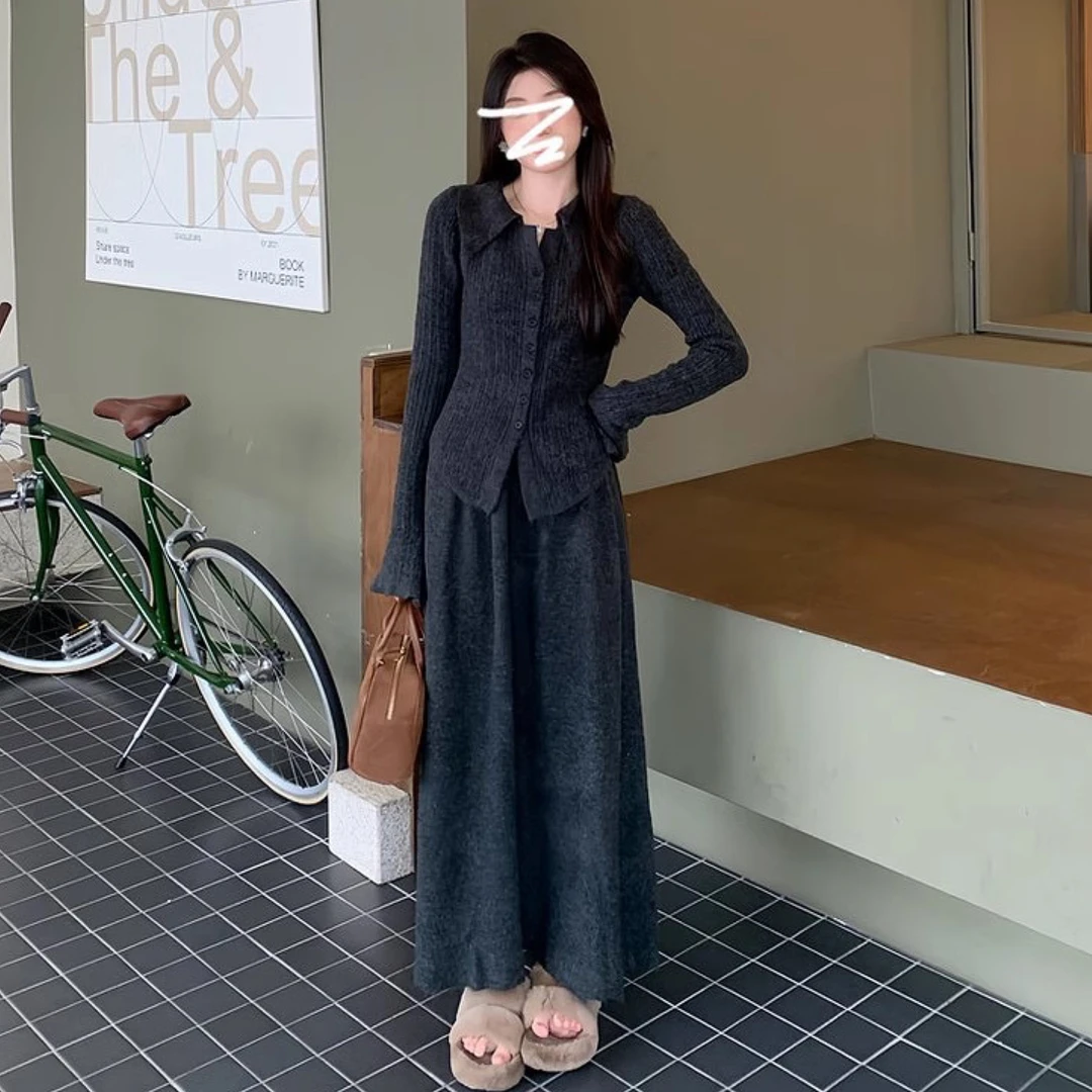 #5031温柔风减龄毛衣两件套秋冬新法式韩系显瘦修身漂亮套装裙