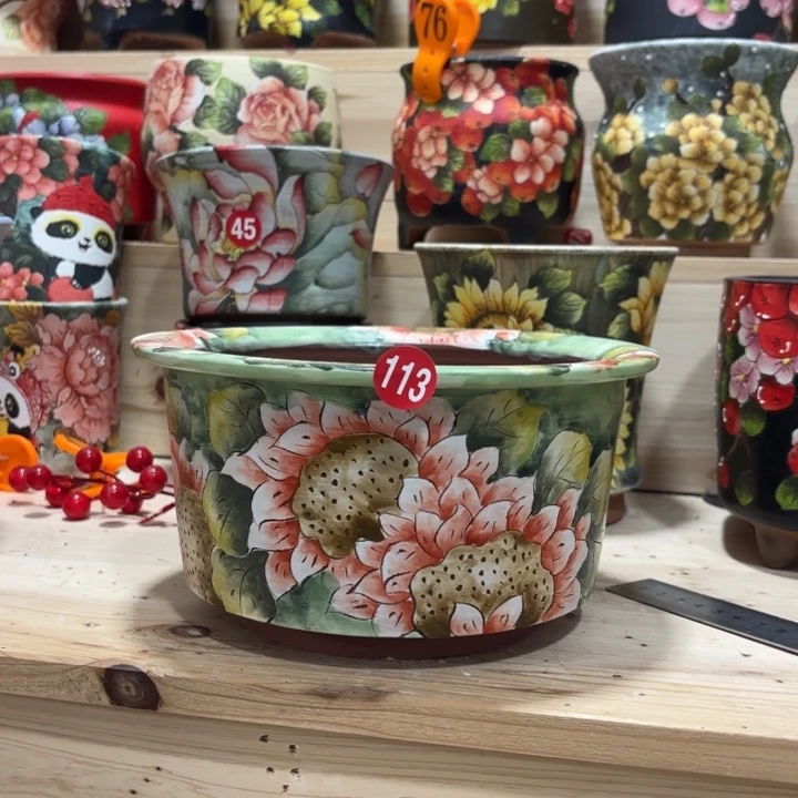 景德镇手绘花盆陶瓷16.5/10