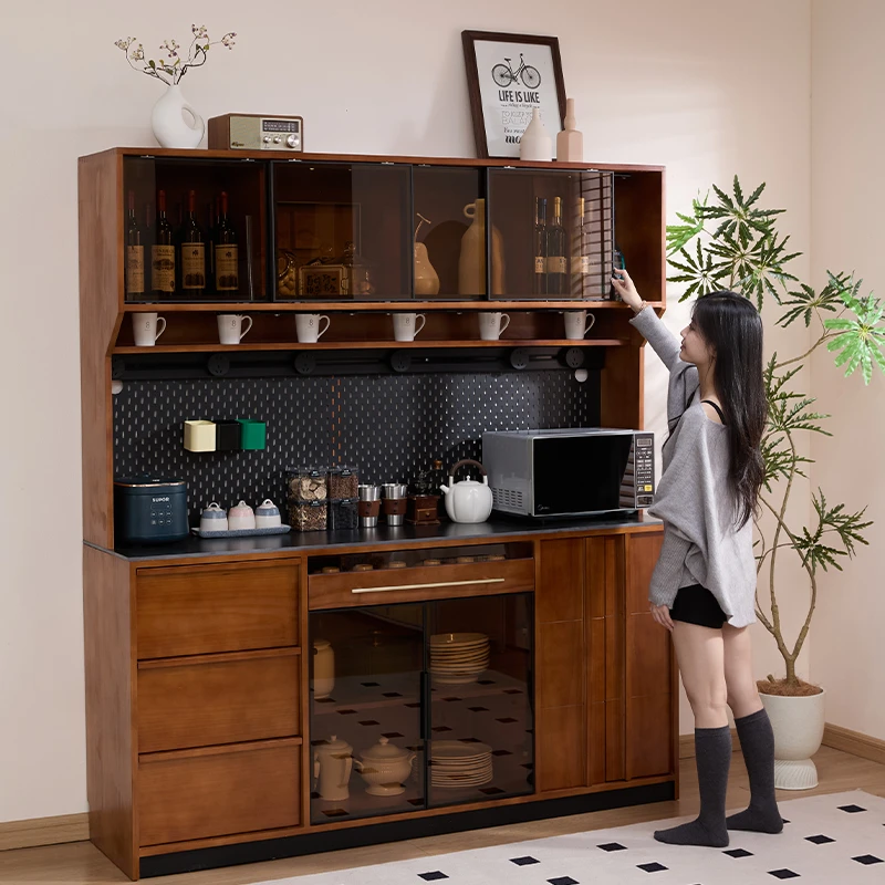 北美黑胡桃色实木餐边柜靠墙储物柜客厅置物柜酒柜家用收纳墙边柜