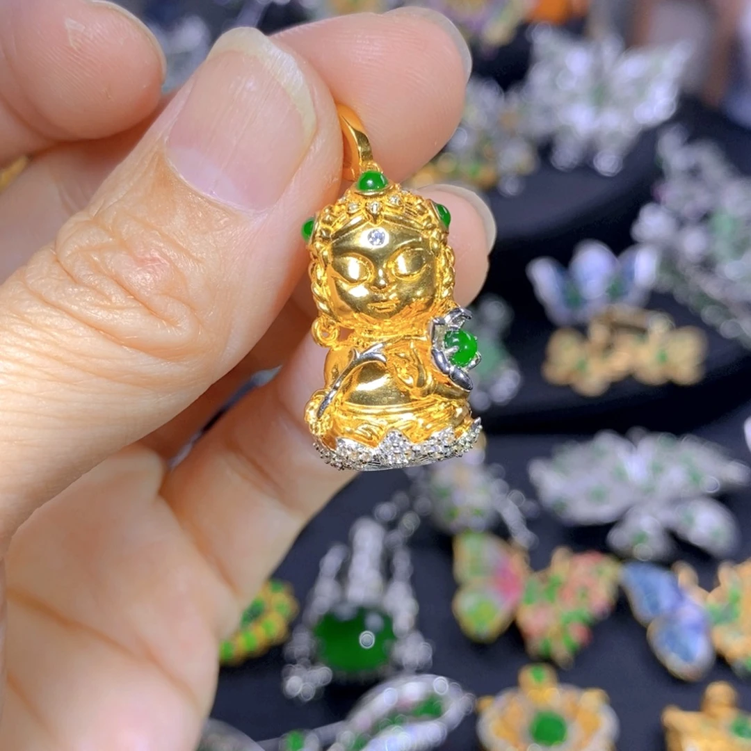 翡翠银S925镶嵌毛衣链天然翡翠